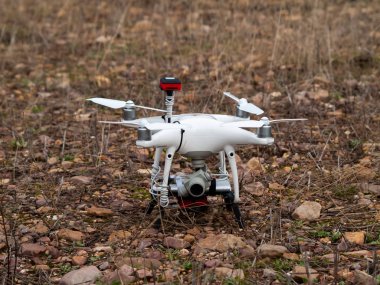 Bir dron yere sonbahar bir ormanda Salamanca, İspanya