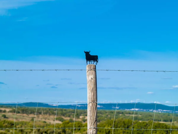 Sahada Boğa Işareti Ile Kablolu Çit Salamanca Spanya — Stok fotoğraf