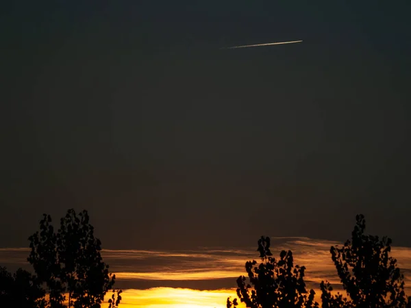 Sunset Orange Sky Alberca Salamanca Spain — Stock Photo, Image