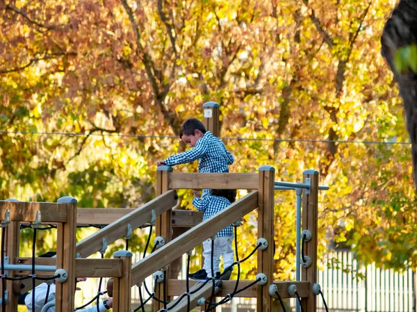 Little Boy Playing Playground — Stock Photo, Image