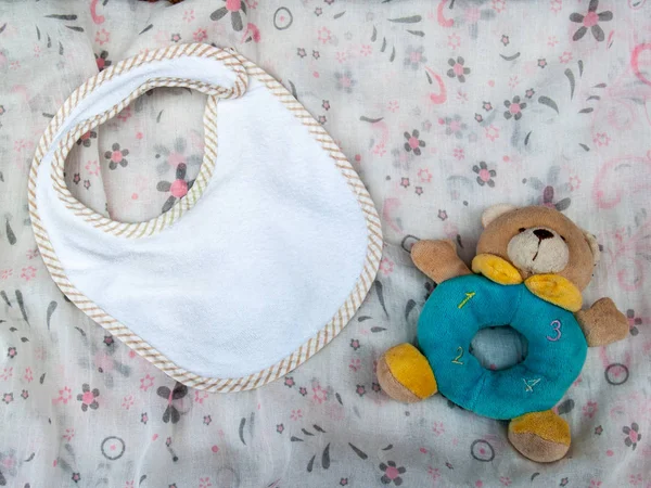 Widok Góry Baby Bib Zabawka — Zdjęcie stockowe