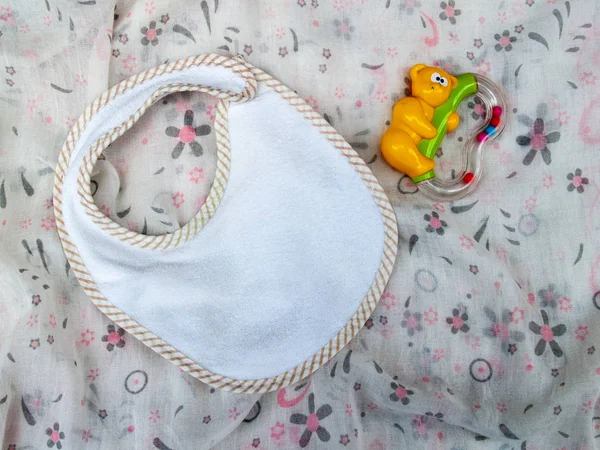 Widok Góry Baby Bib Zabawka — Zdjęcie stockowe