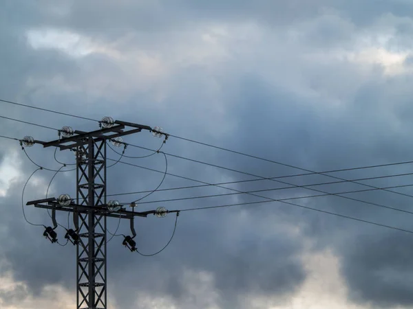 Torre Electricidad Con Fondo Cielo Azul — Foto de Stock