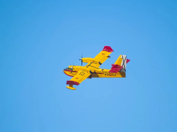 Yellow Airplane Sky Travel Nature — 스톡 사진