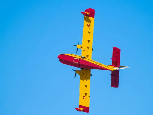 Yellow Airplane Sky Travel Nature — 스톡 사진