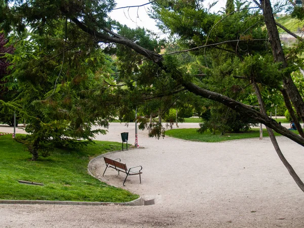 Şehir Parkında Ahşap Bank — Stok fotoğraf