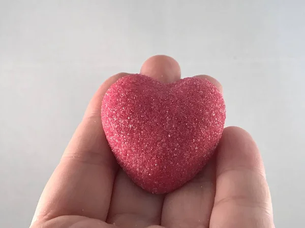 San Valentín Corazón Caramelo Mano — Foto de Stock