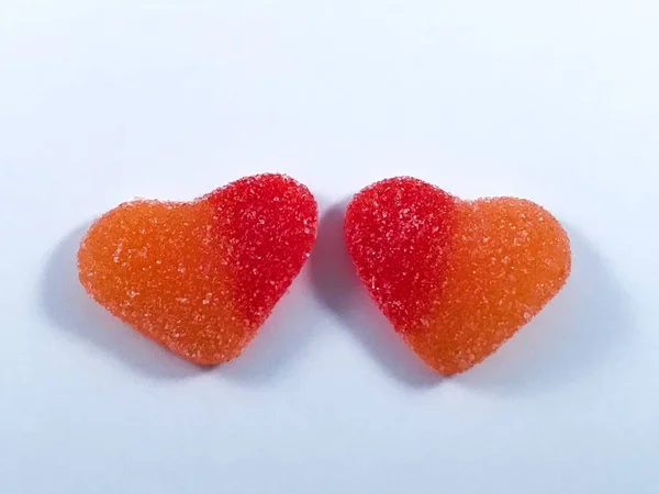 Valentine hearts candies on white background