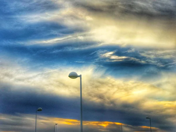 Lampadaires Soir Espagne — Photo