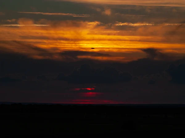 Atardecer Con Cielo Naranja Cabeza Diego Gomez Salamanca España —  Fotos de Stock