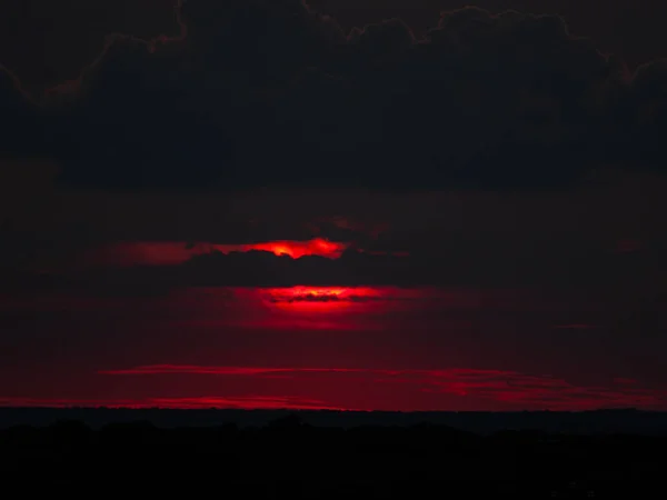 Solnedgang Med Oransje Himmel Cabeza Diego Gomez Salamanca Spania – stockfoto