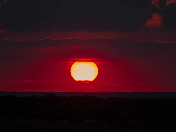 Sonnenuntergang Mit Orangefarbenem Himmel Cabeza Diego Gomez Salamanca Spanien — Stockfoto
