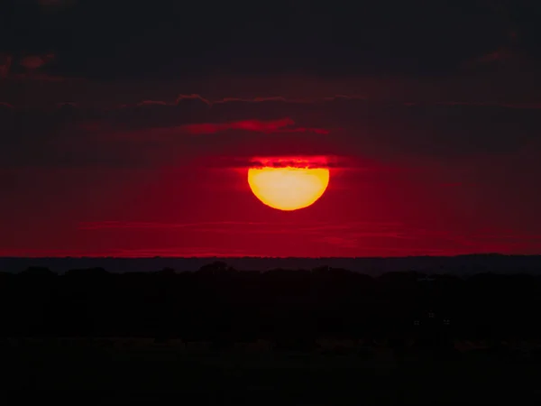 Atardecer Con Cielo Naranja Cabeza Diego Gomez Salamanca España —  Fotos de Stock