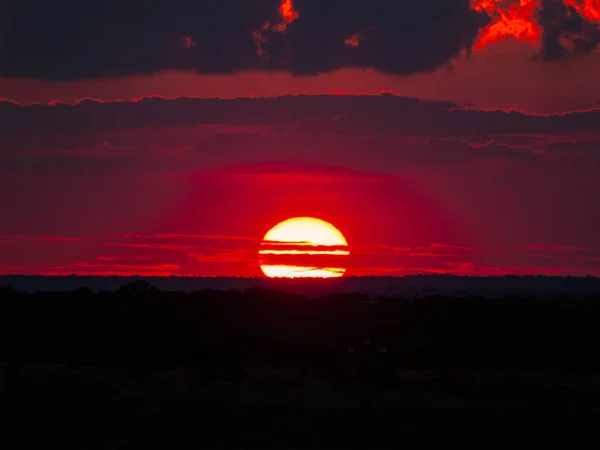 Atardecer Con Cielo Naranja Cabeza Diego Gomez Salamanca España — Foto de Stock