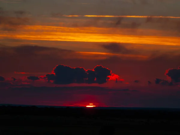 Sonnenuntergang Mit Orangefarbenem Himmel Cabeza Diego Gomez Salamanca Spanien — Stockfoto