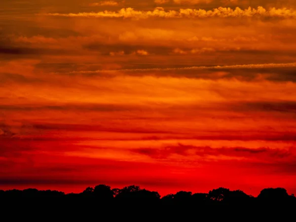 Západ Slunce Oranžovou Oblohu Cabeza Diego Gomez Španělsko — Stock fotografie