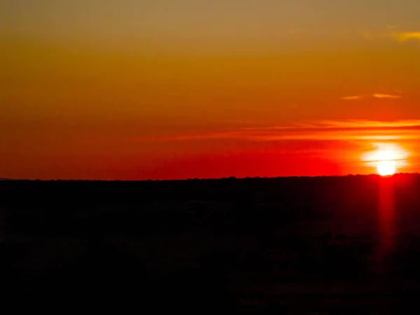 Sonnenuntergang Mit Orangefarbenem Himmel Cabeza Diego Gomez Spanien — Stockfoto