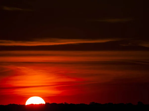 Atardecer Con Cielo Naranja Cabeza Diego Gómez España — Foto de Stock