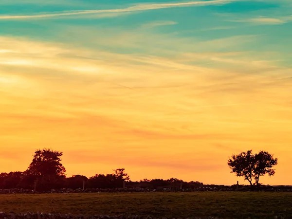 Pôr Sol Com Céu Laranja Cabeza Diego Gomez Espanha — Fotografia de Stock