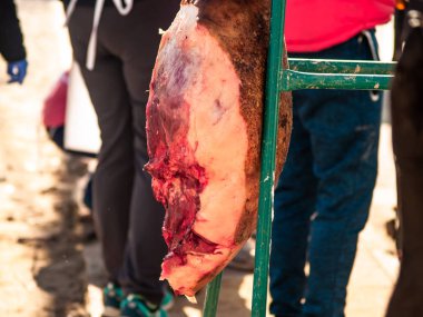 İspanya bir köyde popüler bir partide sokakta İspanyol ham ham