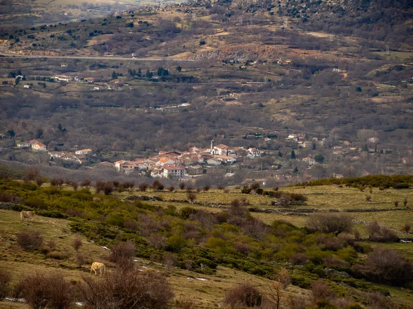 Widok Lotu Ptaka Krajobraz Góry Covatilla Bejar Salamanca — Zdjęcie stockowe