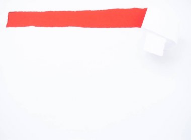 Torn white paper isolated on red clipart