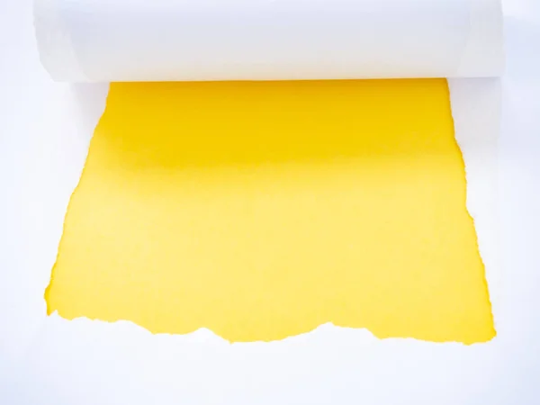 Libro blanco desgarrado aislado en amarillo — Foto de Stock
