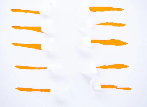 Libro blanco desgarrado aislado en naranja — Foto de Stock