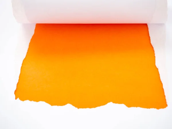 Libro blanco desgarrado aislado en naranja — Foto de Stock