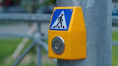 Kız yolu geçmek için trafik düğmesine basar