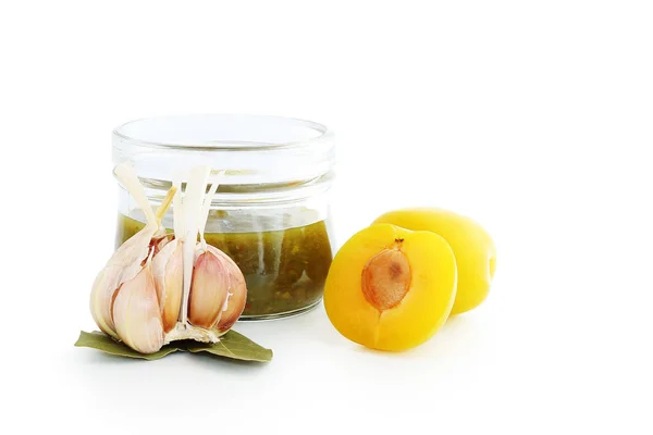 Georgian Sauce Tkemali Plums Garlic — Stock Photo, Image