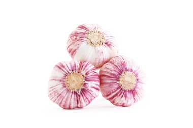 Beyaz arka plan üzerinde izole genç taze sarımsak