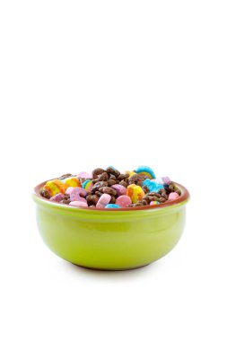 tahıl ve bir kase kahvaltı için çok renkli mini lokum