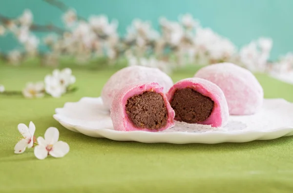 Preparação de mochi japonês da massa de farinha de arroz — Fotografia de Stock