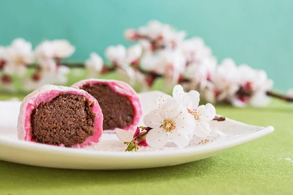 Příprava japonského mochi z rýžového těsta — Stock fotografie