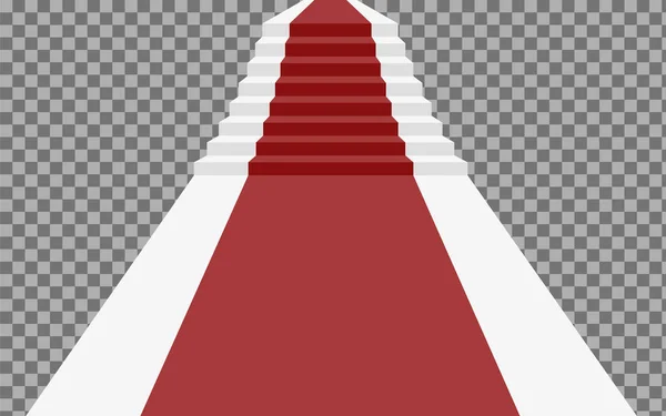 Лестница 3d с красной дорожкой. лестница для знаменитости или лестница к успеху изолированы на прозрачном фоне. Лестница 3d с красной дорожкой. Векторная иллюстрация, eps 10 — стоковый вектор