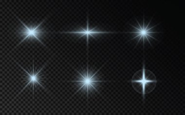 Yıldızlar ve ışıltılar - yarı şeffaf arkaplanda tasarım elementlerinin koleksiyonu - eps10 vektörü