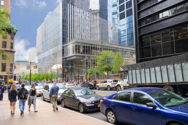  Görünüm Manhattan finans bölgesi faaliyete,