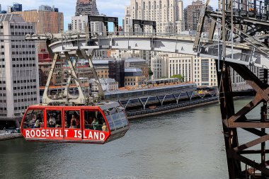 Roosevelt Adası Manhattan'a bağlayan Roosevelt Adası tramvay teleferik