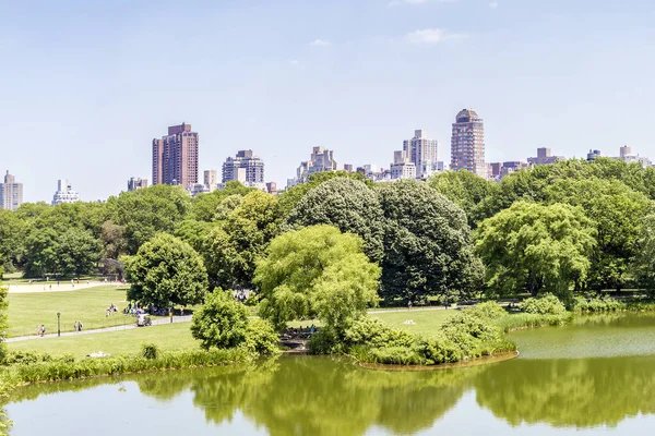 İnsanlar güneşli bir günün tadını Central Park'ta, New York City