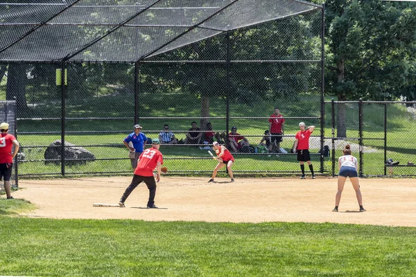 Les Gens Jouent Baseball Amateur Central Park — Photo