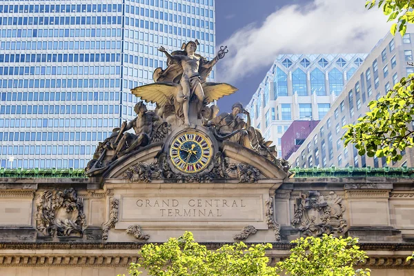 Reloj Hércules Mercurio Minerva Esculturas Grand Central Terminal Railway Station — Foto de Stock