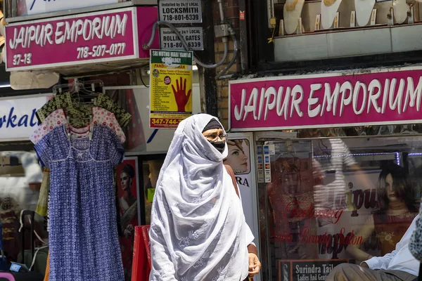 Muslimské Ženy Nosit Niqáb Jackson Heights Queens New York — Stock fotografie