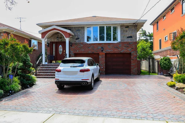 Résidentiel American Upscale House Une Maison Banlieue Résidentielle Dans Quartier — Photo