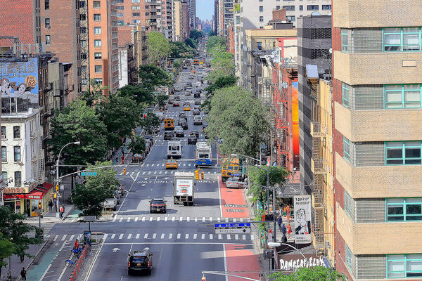 Aerial view of traffic in 1st Avenue in New York city