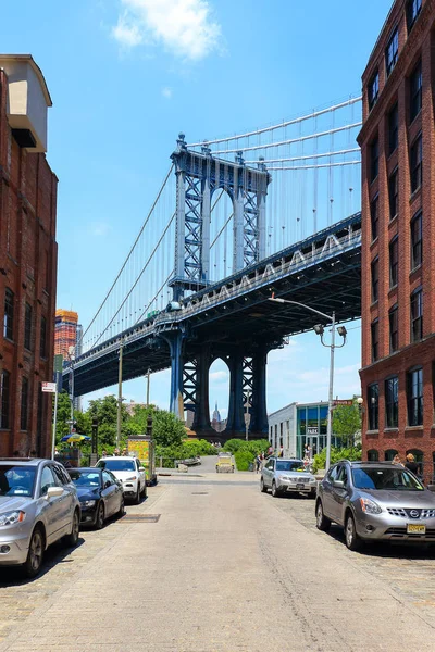 Pillar Manhattan Bridge Seen Dumbo District Brooklyn — Stock Photo, Image