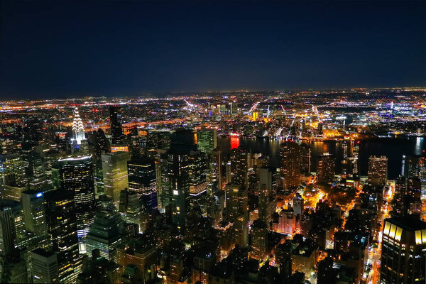 New York City Midtown and Long Island City panorama at night