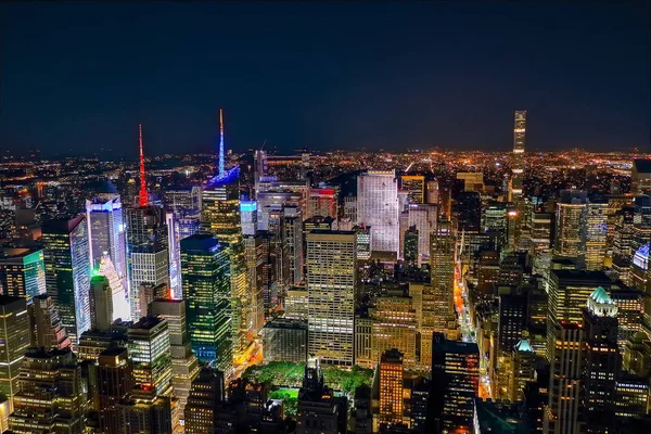 New York City Uptown panorama with Times Square in the night