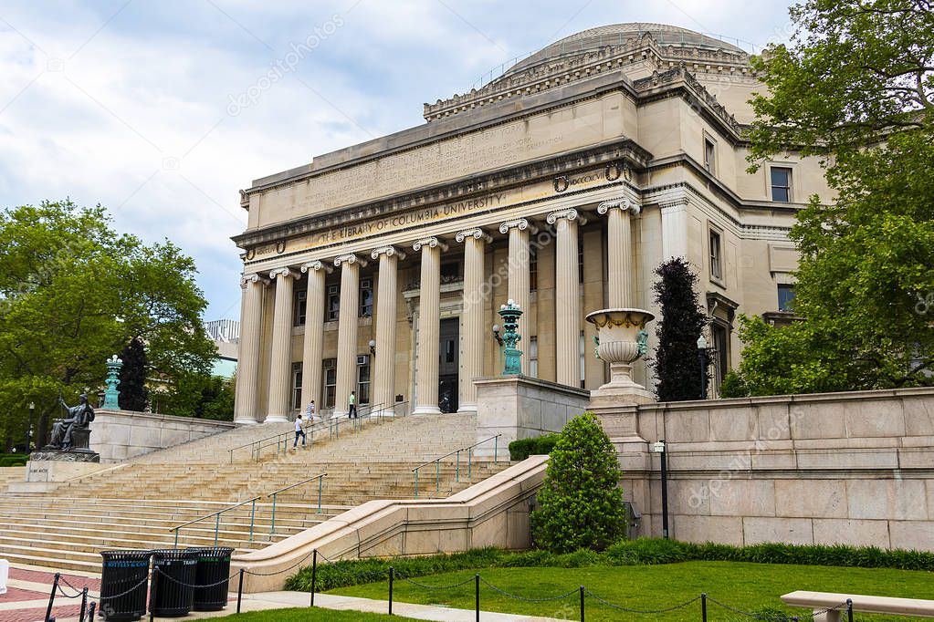 Library of Columbia University. Columbia University is an urban member of the Ivy League dating from colonial times, with an elegant campus in the north end of Manhattan.