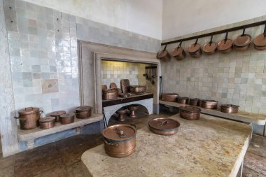 Antika mutfak Mafra National Palace, manastır ve Basilica içinde. Fransisken tarikat. Barok.